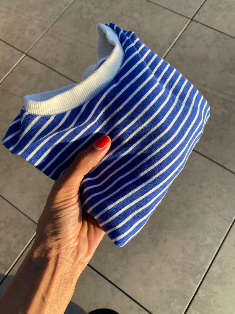 pinstriped partner sweater sailor / white