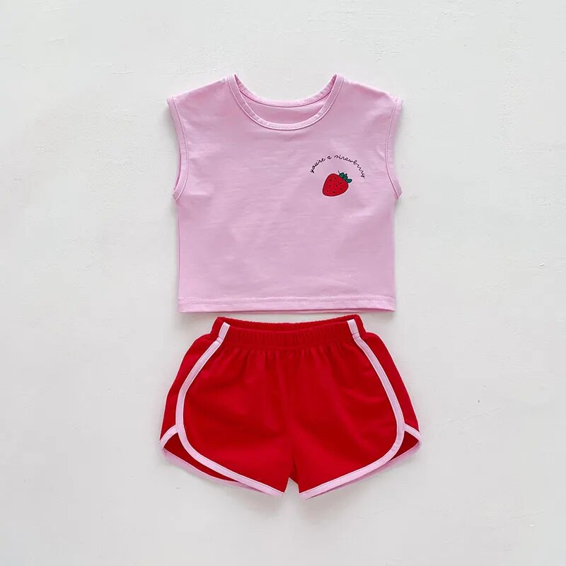 sleeveless summer set fraise