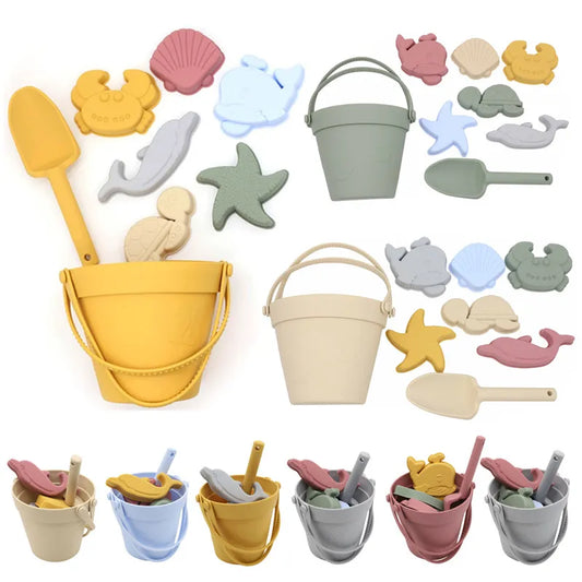 8 piece sustainable silicone beach toy set