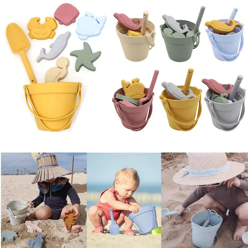 8 piece sustainable silicone beach toy set